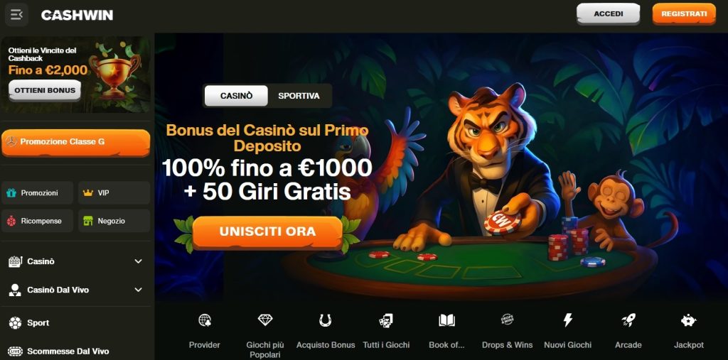 Bonificación en el casino online Cashwin