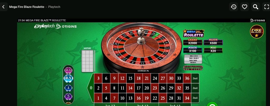 Ruleta en línea en el casino Cashwin