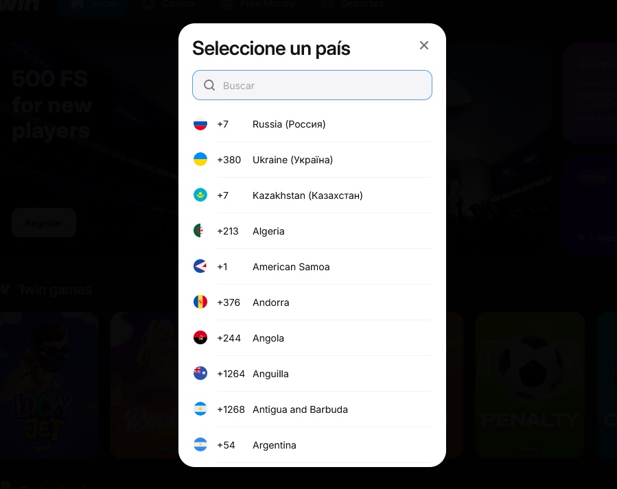 Seleccionar un número de teléfono durante el registro