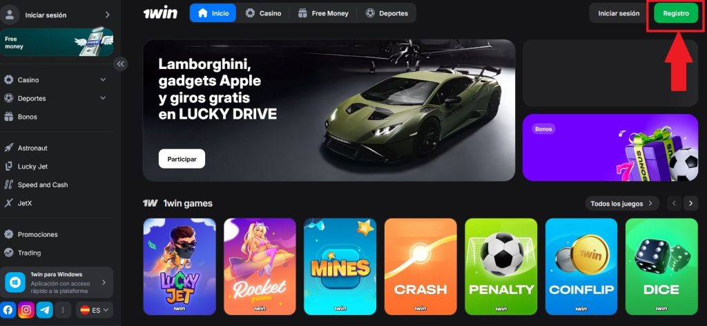 registro en el casino