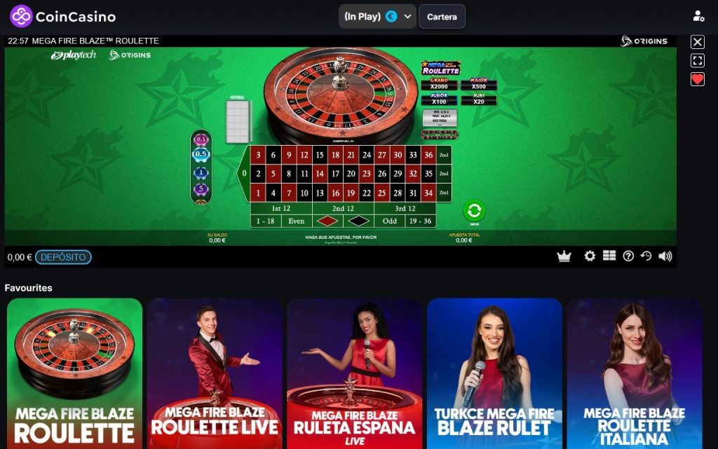 CoinCasino roulette mega fire blaze
